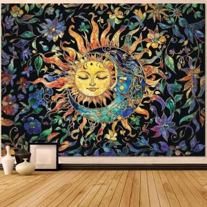 Sun Moon Boho Tapestry 60x44 Inches