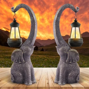 Solar Elephant Garden Statues