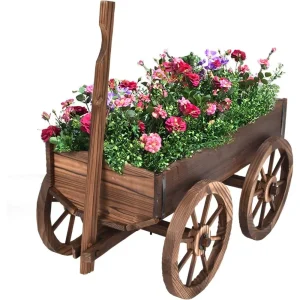 Wood Wagon Planter Stand